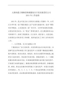 內(nèi)蒙大唐褐煤干燥有限公司年終工作總結(jié)