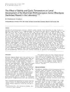 The effect of salinity and cyclic temperature on larval development of the mud-crab Rhithropanopeus harrisii (Brachyura Xanthidae) reared in the laboratory