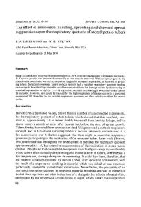 The effect of senescence, handling, sprouting and chemical sprout suppression upon the respiratory quotient of stored potato tubers