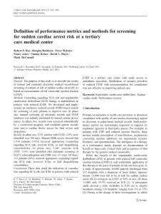 Definition of performance metrics and methods for screening for sudden cardiac arrest risk at a tertiary care medical center