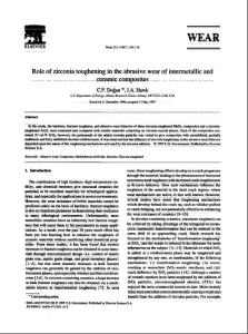 Role of zirconia toughening in the abrasive wear of intermetallic and ceramic composites