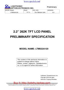 東芝 X_LTM022A120 液晶屏 規(guī)格書(shū)