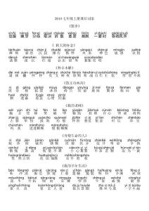 人教版七年级上册语文课后字词