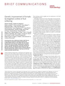nbt.3602-Genetic improvement of tomato by targeted control of fruit softening