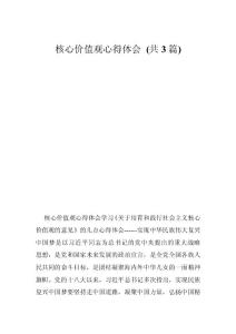 核心價值觀心得體會 (共3篇)