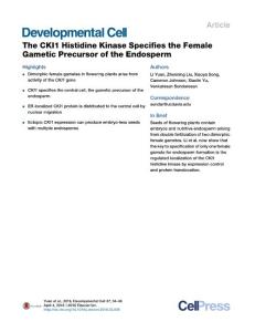Developmental Cell-2016-The CKI1 Histidine Kinase Specifies the Female Gametic Precursor of the Endosperm
