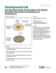 Developmental Cell-2016-Cell Size Determines the Strength of the Spindle Assembly Checkpoint during Embryonic Development