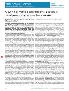 nchembio.2144-A hybrid polyketide–nonribosomal peptide in nematodes that promotes larval survival