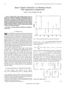 Sparse channel estimation via matching pursuit with application to equalization