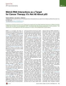 Cancer Cell-2016-Mdm2-RNA Interactions as a Target for Cancer Therapy- It’s Not All About p53
