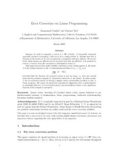 Error correction via linear programming