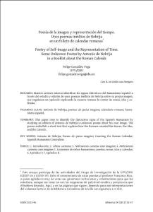 Poes  237;a de la imagen y representaci  243;n del tiempo Unos poemas…