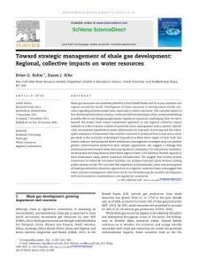 toward strategic management of shale gas development regional, collective impacts on water resources