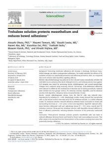 trehalose solution protects mesothelium and reduces bowel adhesions