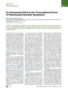 Cancer Cell-2016-An Unexpected Chink in the Transcriptional Armor of Plasmacytoid Dendritic Neoplasms