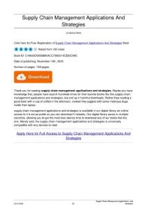 Supply Chain Management Applications And Strategies