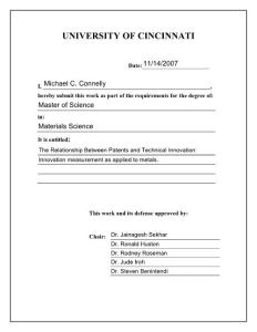 the relationship between patents and technical innovation innovation measurement as applied to metals