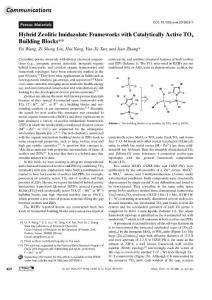 hybrid zeolitic imidazolate frameworks with catalytically active to4 building blocks
