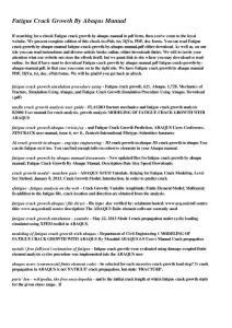 Fatigue Crack Growth By Abaqus Manual - weige8.com