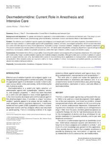 Dex在麻醉和重症监护室应用
