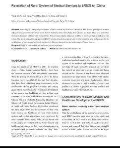 Revelation of Rural System of Medical Services in BRICS to China