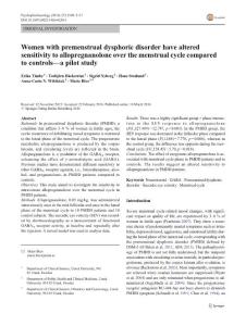 women with premenstrual dysphoric disorder have altered sensitivity to allopregnanolone over the menstrual cycle compare.女性经前焦虑障碍改变灵敏度控制相比,在月经周期allopre