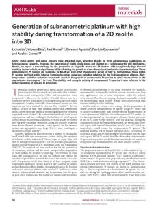 nmat4757-Generation of subnanometric platinum with high stability during transformation of a 2D zeolite into 3D