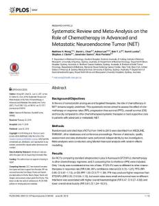 systematic review and meta-analysis on the role of chemotherapy in advanced and metastatic neuroendocrine tumor (net).系统回顾和荟萃分析化疗的作用在发达国家和转移性神经内分泌肿瘤