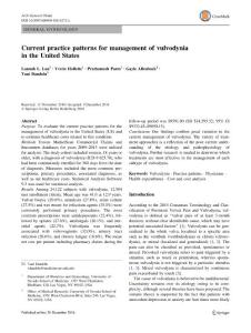 Current practice patterns for management of vulvodynia in the United States.目前的实践模式外阴疼痛管理在美国