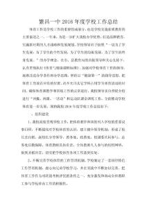 繁昌一中2016年体育总结