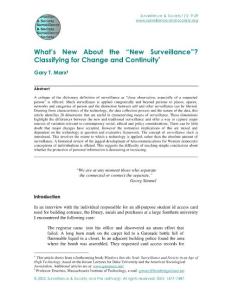What’s ew About theN “New Surv eillance” Classifying for…