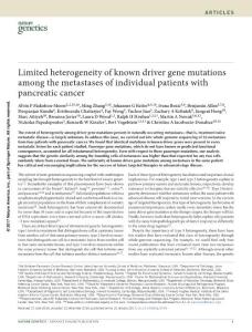 ng.3764-Limited heterogeneity of known driver gene mutations among the metastases of individual patients with pancreatic cancer