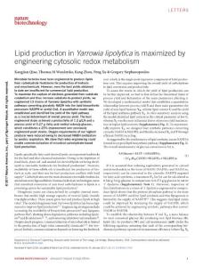 nbt.3763-Lipid production in Yarrowia lipolytica is maximized by engineering cytosolic redox metabolism