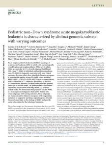 ng.3772-Pediatric non–Down syndrome acute megakaryoblastic leukemia is characterized by distinct genomic subsets with varying outcomes