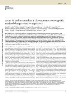 ng.3778-Avian W and mammalian Y chromosomes convergently retained dosage-sensitive regulators