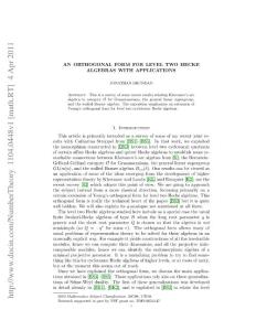 201104.0448v1 An orthogonal form for level two Hecke algebras with applications
