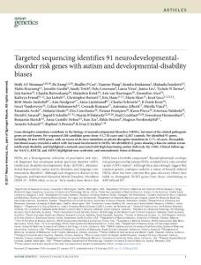 ng.3792-Targeted sequencing identifies 91 neurodevelopmental-disorder risk genes with autism and developmental-disability biases