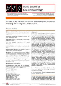 Protons pump inhibitor treatment and lower gastrointestinal bleeding Balancing risks and benefits