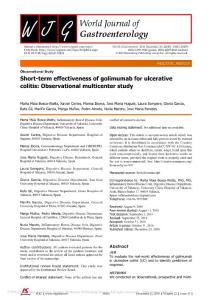 Short-term effectiveness of golimumab for ulcerative colitis Observational multicenter study