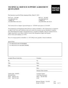 TECHNICAL SERVICE SUPPORT AGREEMENT TERMS AND CONDITIONS