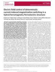 nmat4886-Electric field control of deterministic current-induced magnetization switching in a hybrid ferromagnetic-ferroelectric structure