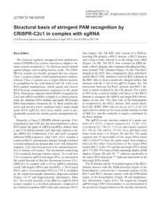 cr201746a-Structural basis of stringent PAM recognition by CRISPR-C2c1 in complex with sgRNA