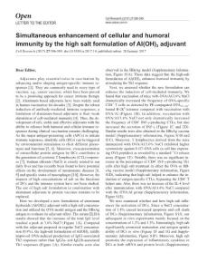 cr201714a-Simultaneous enhancement of cellular and humoral immunity by the high salt formulation of Al(OH)3 adjuvant
