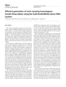 cr201729a-Efficient generation of mice carrying homozygous double-floxp alleles using the Cas9-Avidin-Biotin-donor DNA system