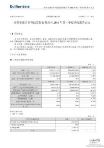 漫步者：2011年第一季度报告正文