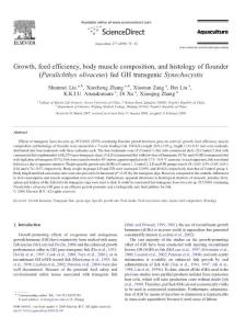 growth, feed efficiency, body muscle composition, and histology of flounder (paralichthys olivaceus) fed gh transgenic synechocystis
