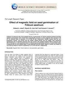 Effect of Magnetic Field on Seed Germination of wheat