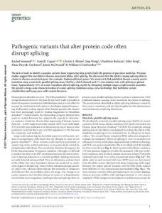 ng.3837-Pathogenic variants that alter protein code often disrupt splicing