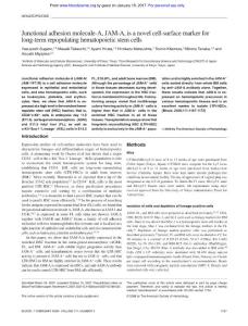Junctional adhesion molecule-A, JAM-A, is a novel cell-surface…