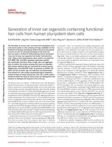 nbt.3840-Generation of inner ear organoids containing functional hair cells from human pluripotent stem cells